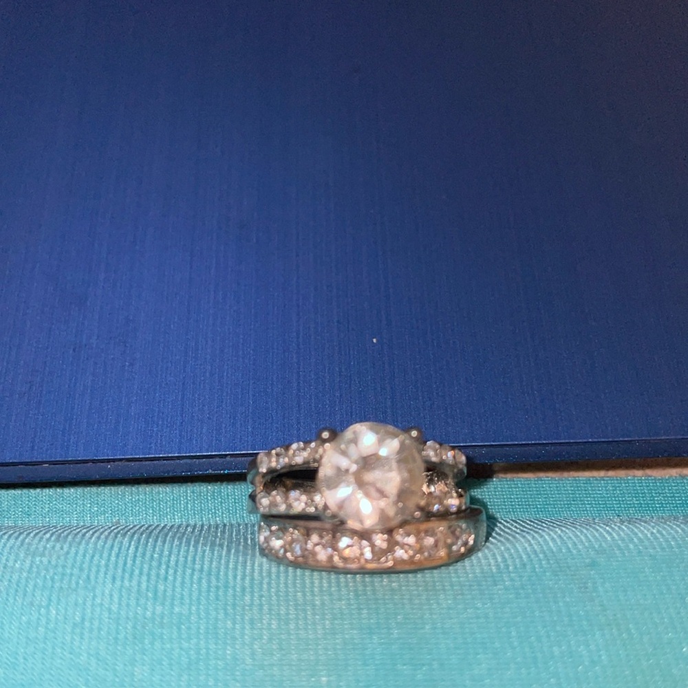 Diamonelle 2pc Wedding Ring & Engagement Round Solitaire Set 6